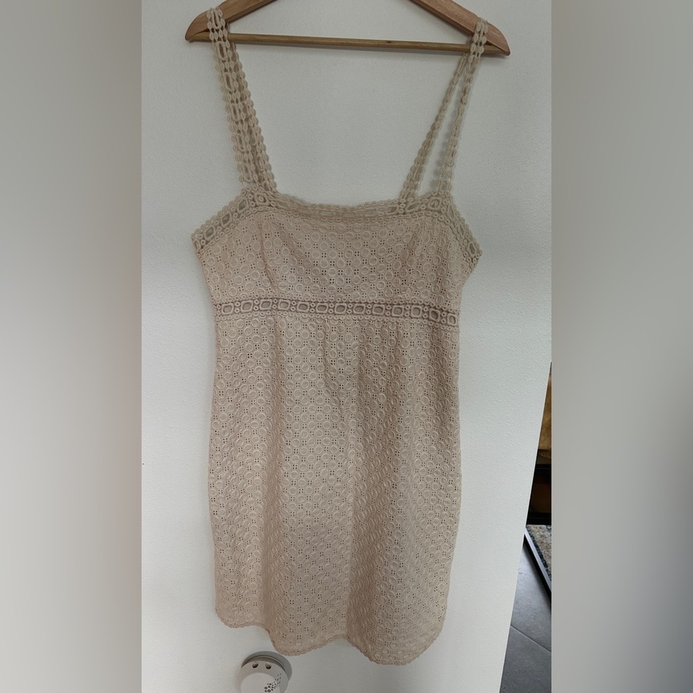 Max Studio Beige Lace Midi Dress